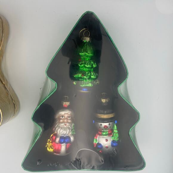 Lubeck Two Sets Hand Painted Blown Glass Christmas Ornaments Keepsake Boxes - Picture 5 of 8